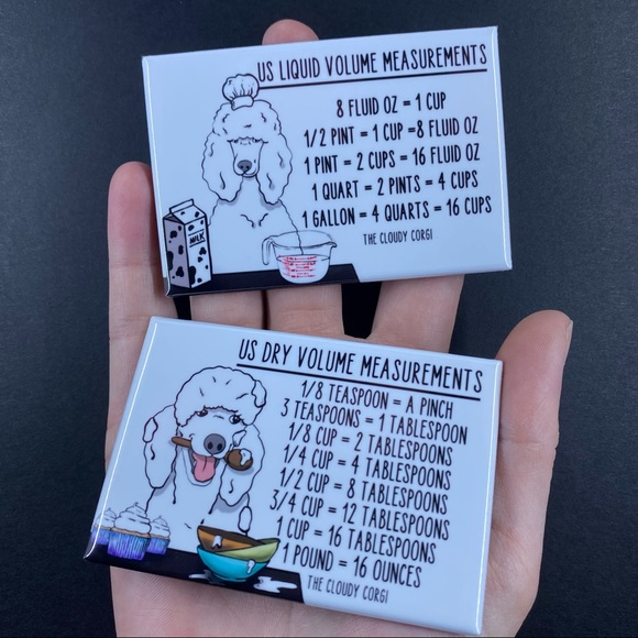 White Standard Poodle Measuring Chart Magnet Set Kitchen Cooking & Baking Guide - Picture 2 of 4